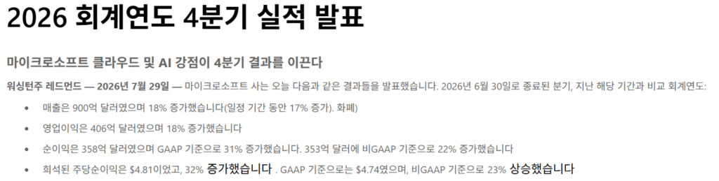 마이크로소프트 주가와 유동성 지표 비교 차트